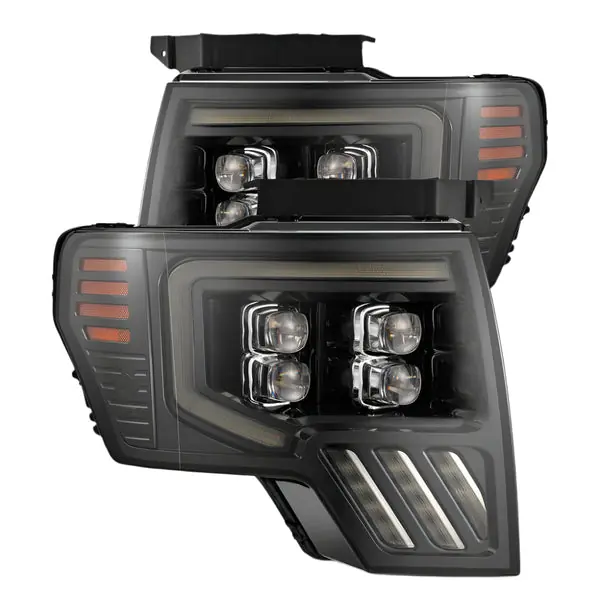 AlphaRex 09-14 Ford F150 NOVA-Series LED Prj. Headlights Alpha Blk w/Activ Light & SeqSig /SB DBL