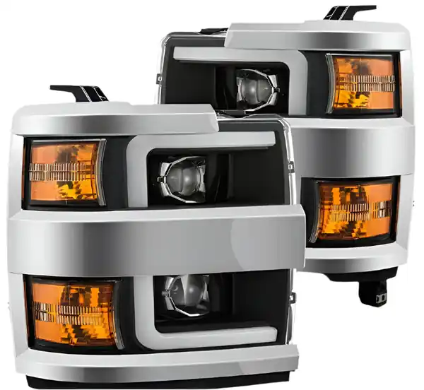 AlphaRex 15-19 Chevy Silverado 2500/3500 LUXX-Series Proj. Headlights Blk w/Actv SeqSig & SBDRL