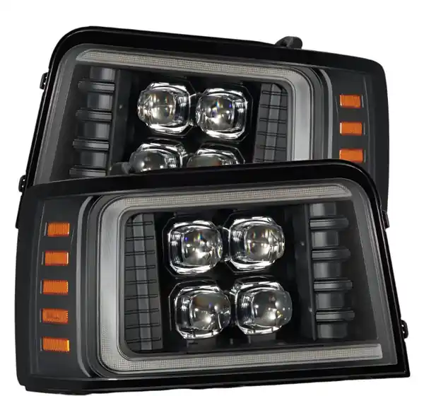 AlphaRex 92-96 Ford F-Series/Bronco NOVA-Series LED Proj Headlight Bk w/Actv Light SeqSig & SBDRL