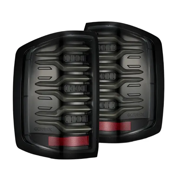 AlphaRex 14-18 Chevy Silverado 1500 Luxx-Series LED Tail Lights Alpha-Black w/Activ Light/Seq Signal