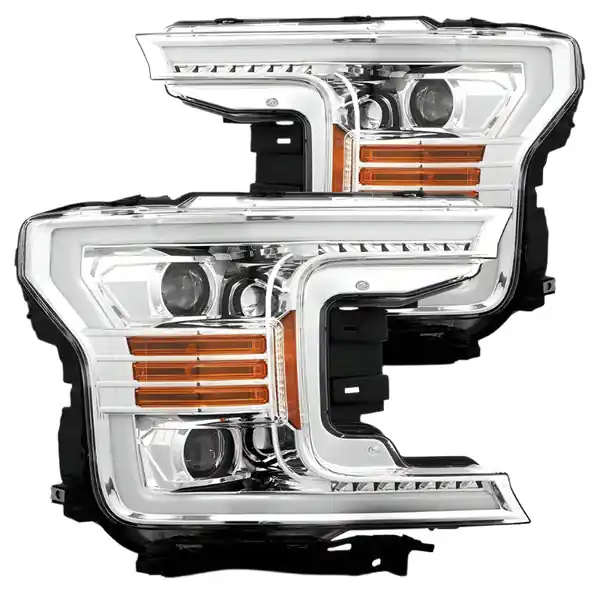 AlphaRex 18-19 Ford F-150 PRO-Series Projector Headlights Plank Style Chrm w/Activ Light/Seq Signal