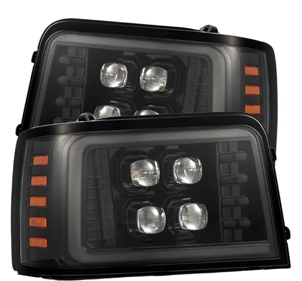 AlphaRex 92-96 Ford F-Series/Bronco NOVA-Series LED Proj Headlight Alpha-Bk w/Actv Light SS & SBDRL