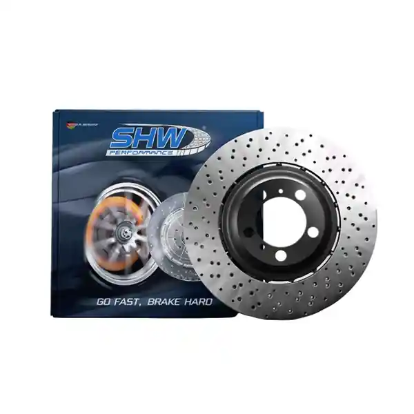SHW 20-21 Porsche Carrera/Carrera S Front Right Drilled-Dimpled Lightweight Brake Rotor (9P1615302J)