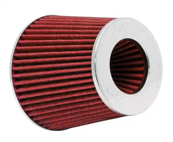 K&N Universal Air Filter Chrome Round Tapered Red - 4in ID x 1.125in L x 5.5in H