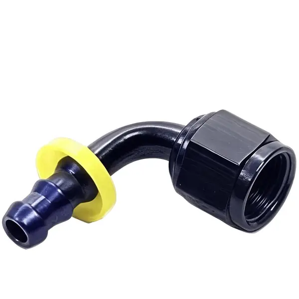 Fragola -8AN Nut x -6AN 90 Degree Push-Lite Hose End For Fuel Cell Conversion - Black