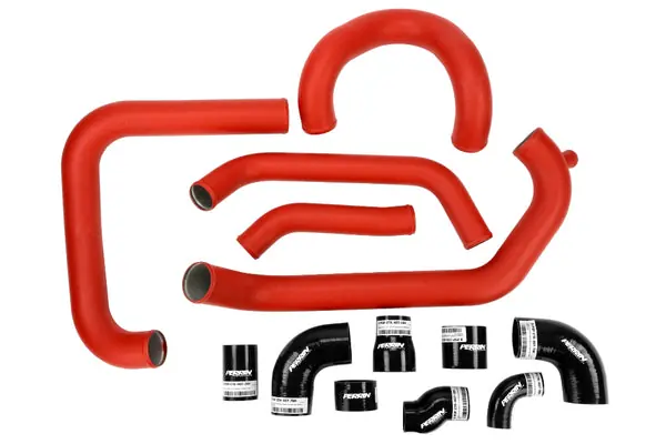 PERRIN 15-21 Subaru STI Front Mount Intercooler Boost Tubes + Hardware - Red Tubes