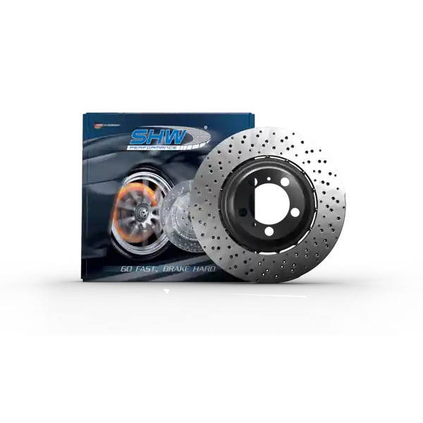 SHW 2022 Audi S3 2.0L Front Cross-Drilled Lightweight Brake Rotor (5WA615301A)