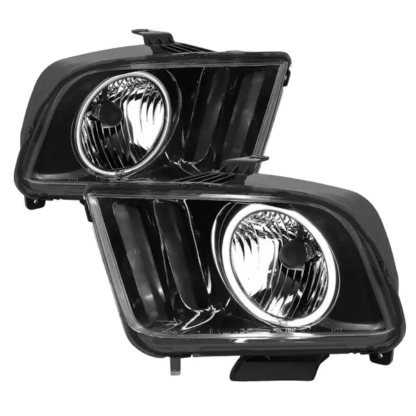 ANZO 2005-2009 Ford Mustang Crystal Headlights w/ Halo Black (CCFL)