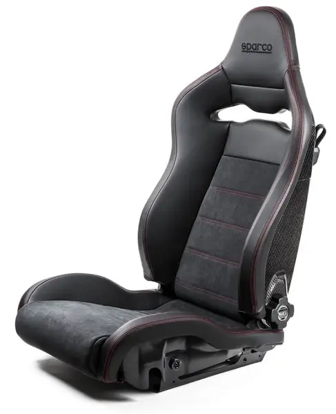 Sparco Seat SPX Special Edition Black/Red w/ Gloss Carbon Shell - Right