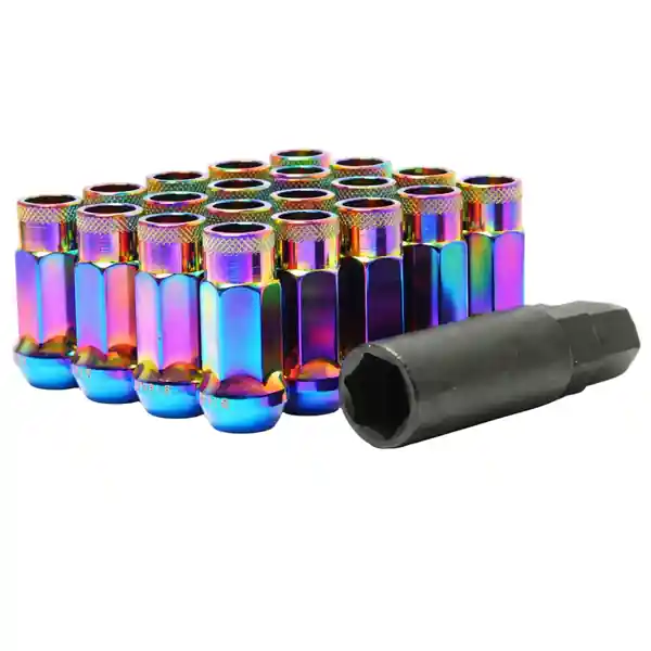 Wheel Mate Muteki SR48 Open End Locking Lug Nut Set of 4 - Burning Blue Neon 12x1.25 48mm