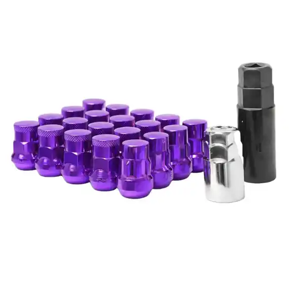 Wheel Mate Muteki SR35 Close End Lug Nuts w/ Lock Set - Purple 12x1.25 35mm