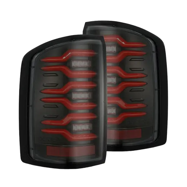 AlphaRex 14-18 GMC Sierra 1500/2500HD/3500HD LUXX-Series LED Tail Lights Blk/Red w/Actv Lgt Seq. Sig