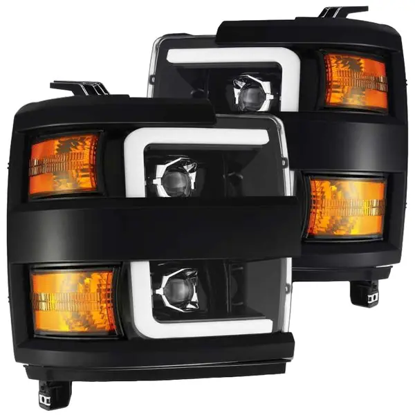 AlphaRex 15-19 Chevy 2500HD PRO-Series Proj Headlights Plank Jet Blk w/Activ Light/Seq Signal/DRL