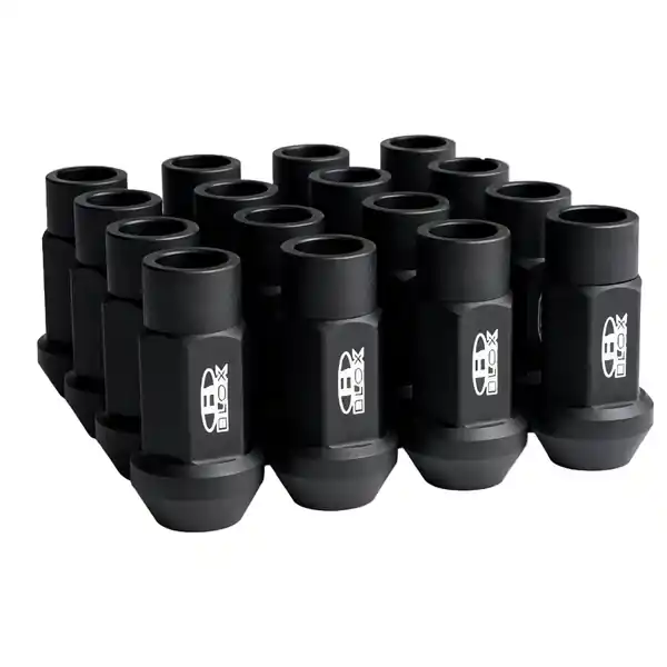 BLOX Racing Street Series Forged Lug Nuts - Flat Black 12 x 1.25mm - Set of 20 (New Design)