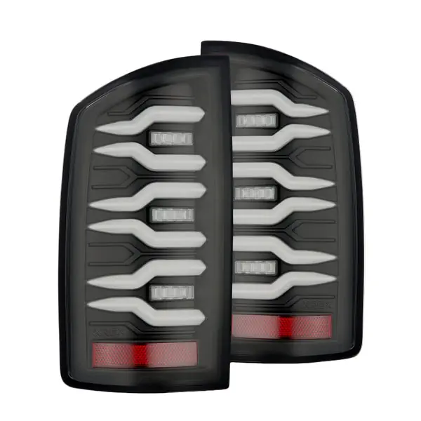 AlphaRex 07-08 Dodge Ram 1500/07-09 Dodge Ram 2500+3500 Luxx-Series LED Tail Lights (Pair) Black
