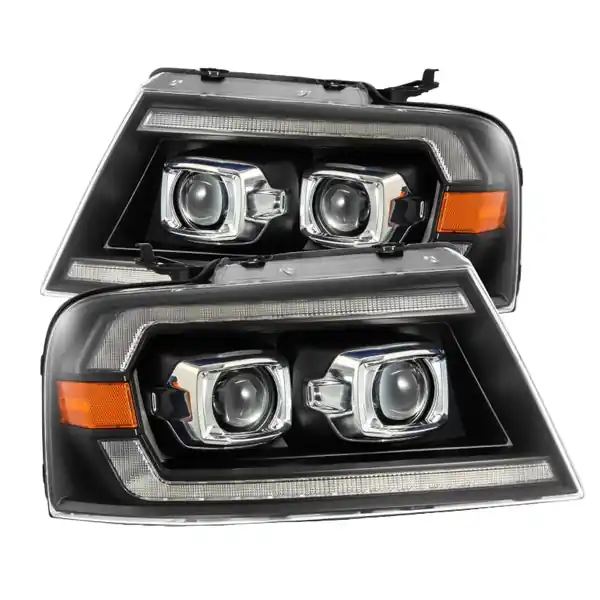 AlphaRex 04-08 Ford F150 PRO-Series Projector Headlights Alpha-Black w/ Sequential Signal and DRL