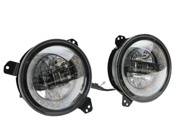 Raxiom 18-22 Jeep Wrangler JL/JT Axial Series LED Headlights- Black Housing (Clear Lens)