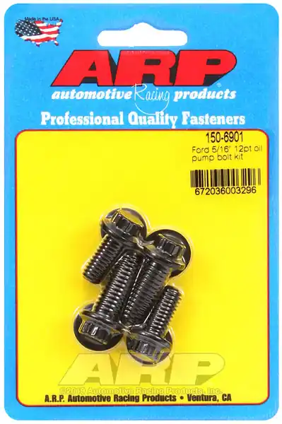 ARP Oil Pump Bolt Kit for Ford 3/8˝ & 5/16˝ 4 piece bolt kit Black Oxide - 12-Pt Head