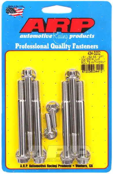 ARP Gen III/IV LS Series, water pump with thermostat housing bolts for Chevrolet Stainless 12-Pt Heads