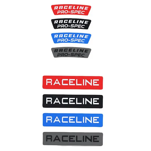 Raceline 13 Decal Pack Includes: 2 Lip Decals, 1 Cap Decal - Blue, Red, Black, Gunmetal