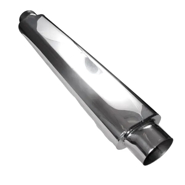 Stainless Works Smooth Oval Muffler - 24in Long 2 1/2in ID Inlets Both Ends