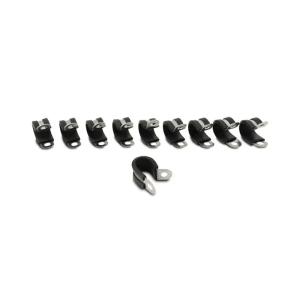 Vibrant Stainless Steel Cushion P-Clamp for 0.3125in OD Hose (10 Pack)