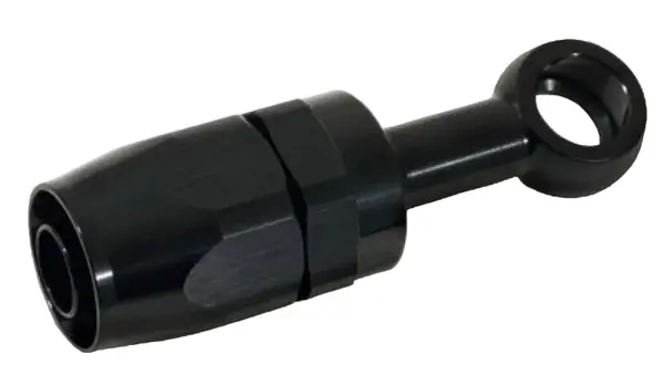 Vibrant -8AN Banjo Hose End Fitting for use with M10 or 3/8in Banjo Bolt - Aluminum Black