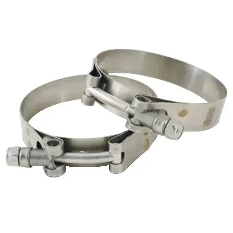 Vibrant Stainless Steel T-Bolt Clamps - Clamp Range 1.65in-1.89in (2 Pack)