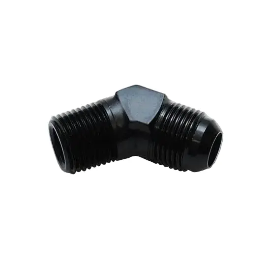 Vibrant -3AN Bulkhead Adapter 45 Degree Elbow Fitting - Anodized Black Only