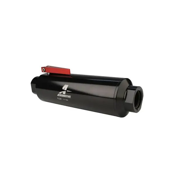 Aeromotive In-Line AN-12 Filter w/Shutoff Valve 100 Micron SS Element - Black Anodize Finish
