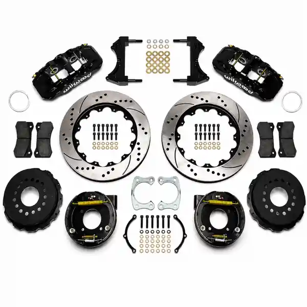 Wilwood AERO4 Rear P-Brake Kit 14.00in Drilled Chevy 12 Bolt w/ C-Clips