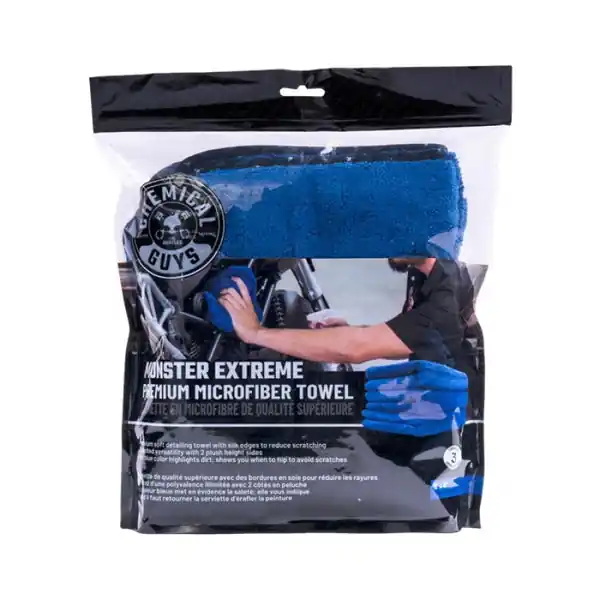 Chemical Guys Monster Extreme Thickness Premium Microfiber Towel - 16in x 16in - Blue - Case 16 x 3pcs