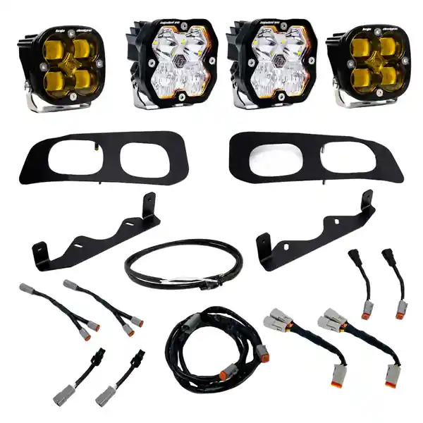 Baja Designs 2023+ Ford Super Duty Squadron Sport/SAE 2.0 Dual Fog Pocket Kit (SAE Fog) - Baja Amber