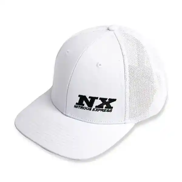 Nitrous Express White w/ Gray Mesh Flat Bill Cap (Snapback - Embroidered Logo)