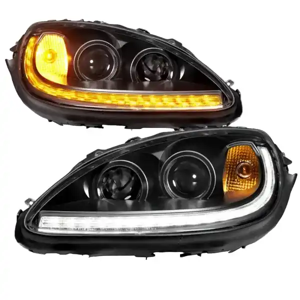 ANZO 05-13 Chevrolet Corvette Projector Headlights w/switchback & Sequential LED - Black Amber