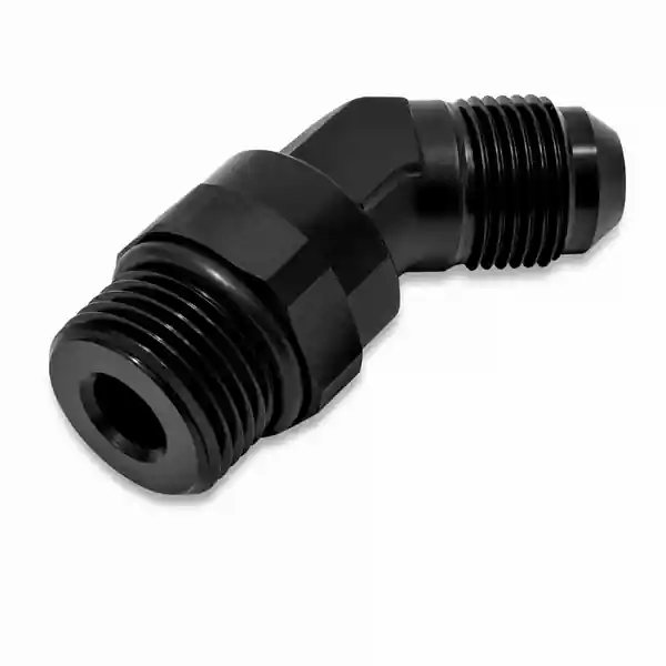 Vibrant -8AN Male to Male -10AN Straight Cut 45 Degree Adapter Fitting - Anodized Black