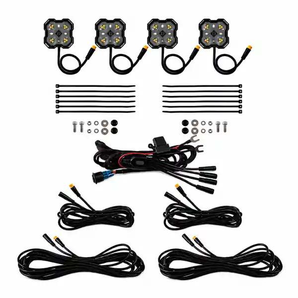 Diode Dyamics Rock Light - Amber/White - M8 4-Pack
