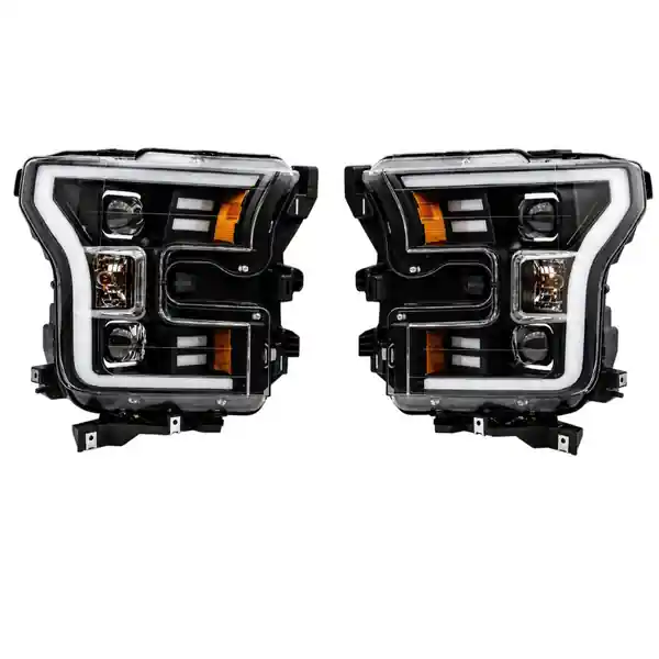 Raxiom 15-17 Ford F-150 G3 Projector Headlights w/ LED Accent- Black Housing (Clear Lens)