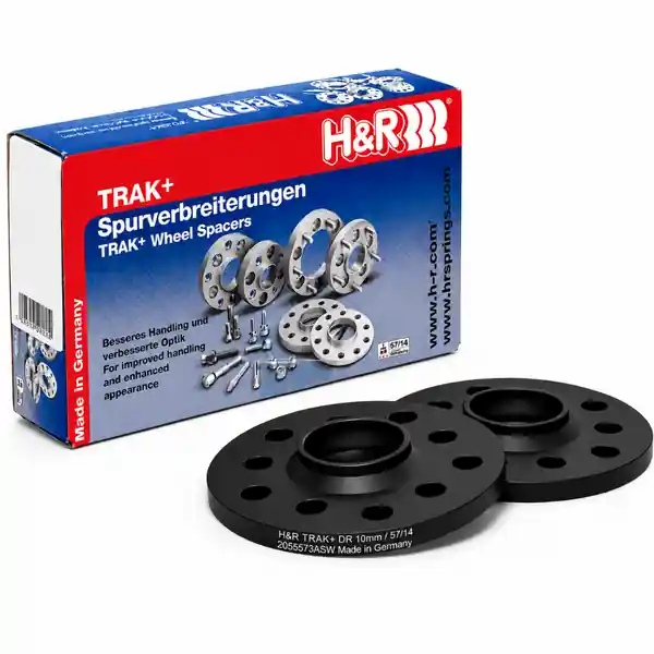 H&R Trak+ 10mm DR Spacer Bolt Pattern 5/112 CB 57.1mm Bolt Thread 14x1.5 - Black