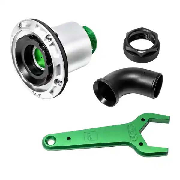 Radium Engineering Remote Mount Vented Female Dry Break 1.5in Elbow