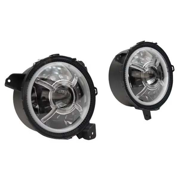 Raxiom 18-22 Jeep Wrangler JL/ JT 9-Inch LED Headlights w/ DRL and Halo- Black Housing (Clear Lens)