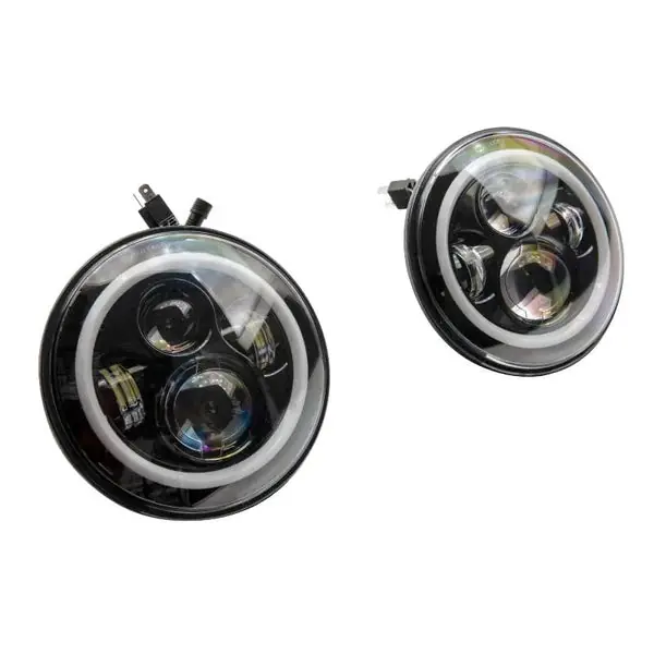 Raxiom 97-18 Jeep Wrangler TJ/JK Axial 7-Inch LED Headlights w/RGB Halo- Black Housing (Clear Lens)