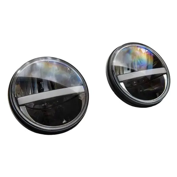 Raxiom 97-18 Jeep Wrangler TJ & JK Axial 7-In LED Headlights w/ DRL - Black Housing (Clear Lens)