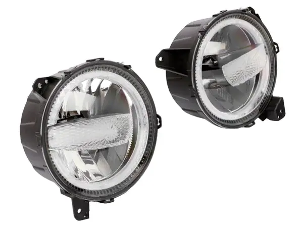 Raxiom 18-23 Jeep Wrangler JL Axial Series 9-In LED Headlights- Black Housing (Clear Lens)