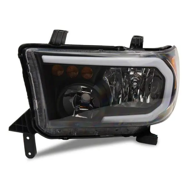 Raxiom 07-13 Toyota Tundra Axial Series Headlights w/ LED Bar- Black Housing (Clear Lens)