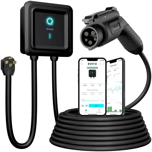 EVIQO Level 2 EV Charger, 48A (11.5kW), 240V, NEMA 14-50 Plug-in, J1772 for Non-Tesla EVs