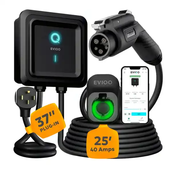 EVIQO Level 2 EV Charger, 40A (9.6kW), 240V, NEMA 14-50 Plug-in, J1772 for Non-Tesla EVs