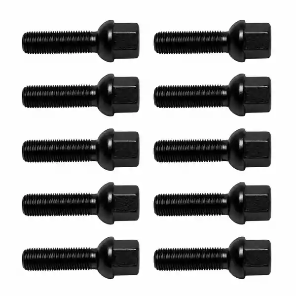 H&R Wheel Bolts 14 X 1.5 / Length 45mm / Audi Removable Ball (R14) / Head 17mm - Black - Set of 10