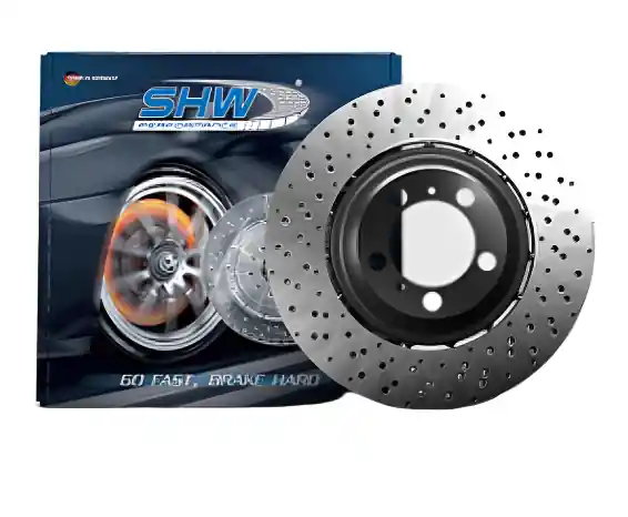 SHW 2021 BMW M3 / 21-22 BMW M4 Front Left Drilled Lightweight Brake Rotor (34108093709)