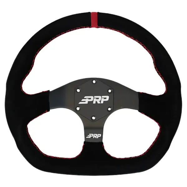 PRP Comp-R D-Shape Suede Steering Wheel - Red